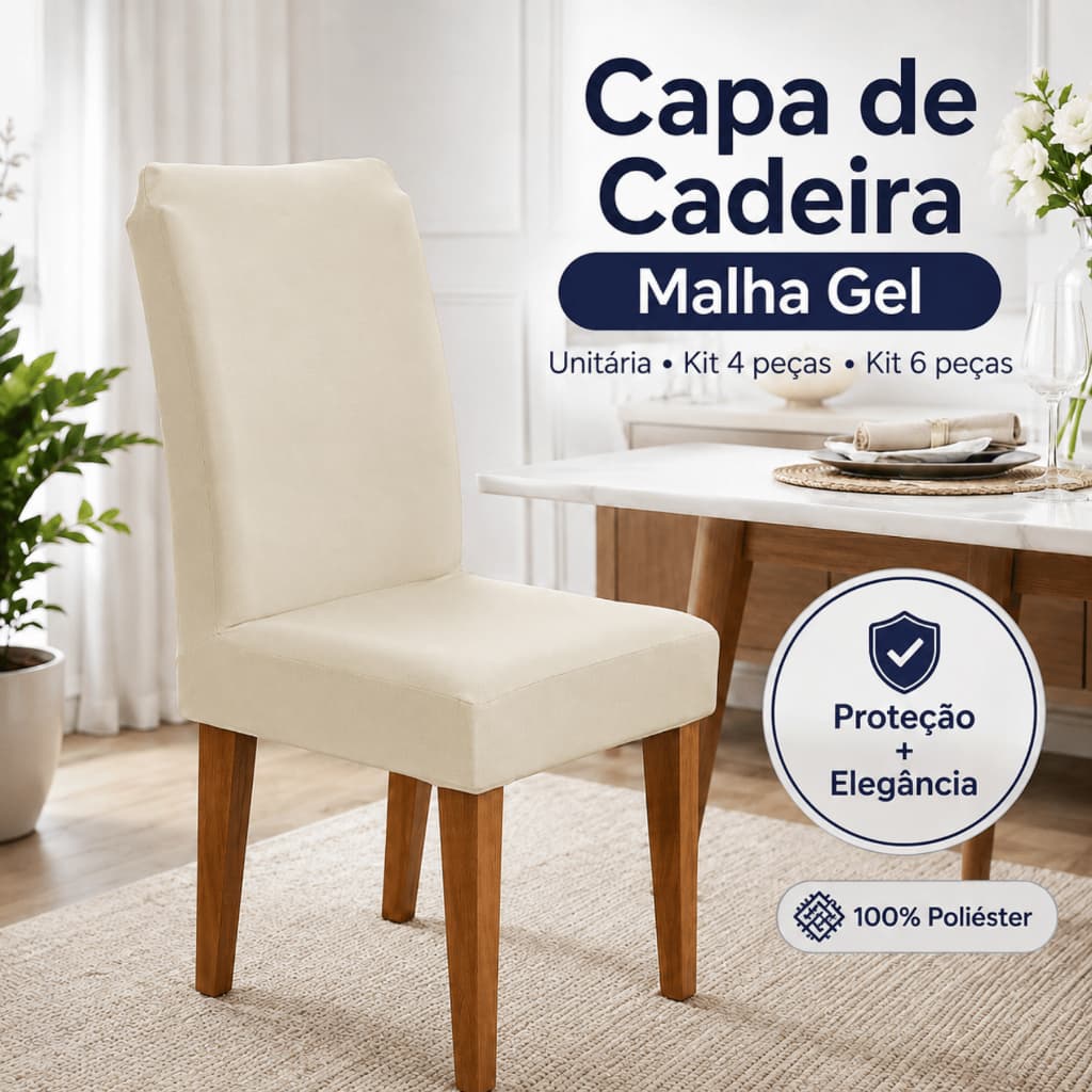 Capa De Cadeira Guilherme Confecções Kit 4 Peças Palha