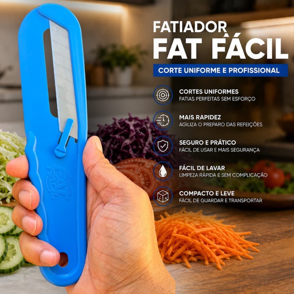 Fatiador de Legumes Azul Claro 4 em 1 Cortador Multifuncional de Verduras e Vegetais