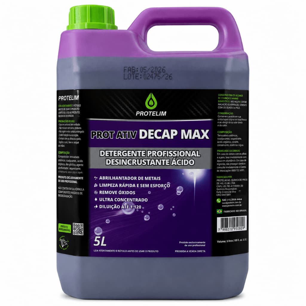 Prot Ativ Decap Max 5L Protelim Desincrustante Ácido Profissional