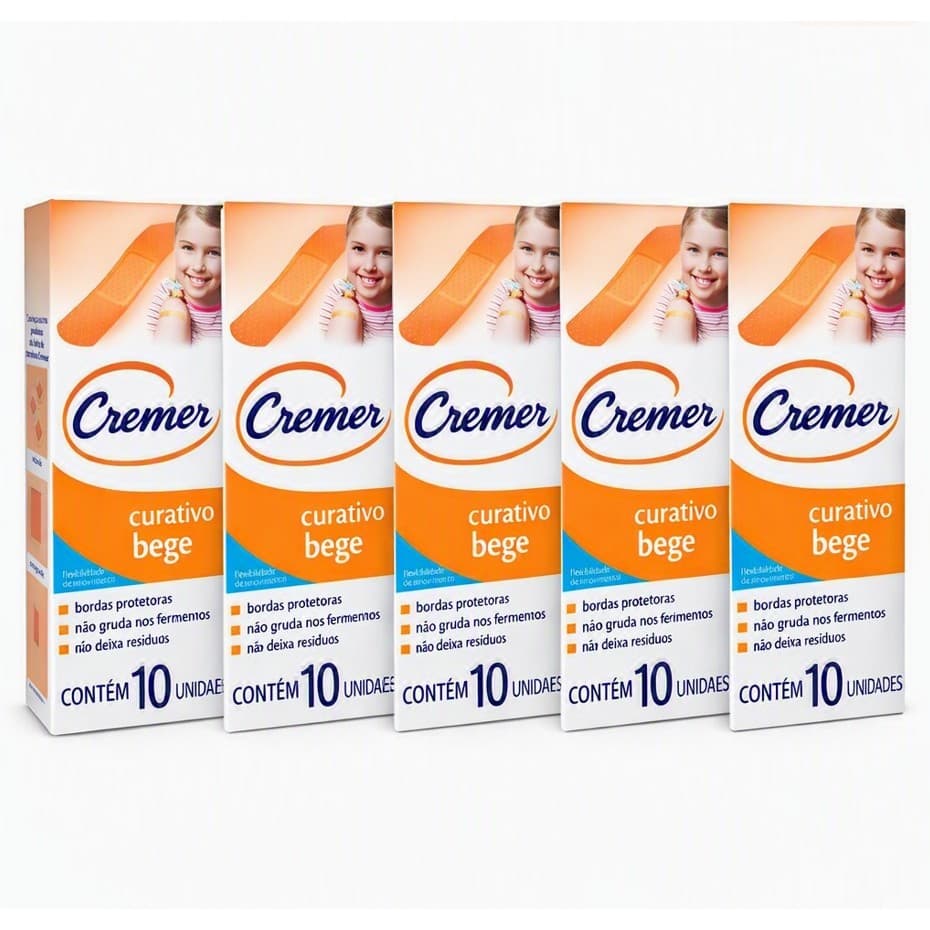 Kit 5 Caixas - Curativo Cremer Bege Com 10 Unidades
