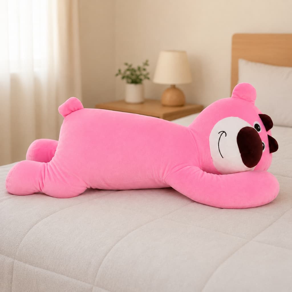 Urso Lotso de Pelúcia Gigante Rosa 90cm Travesseiro de Corpo Almofada Macia Zíper Refil Removível Presente Infantil