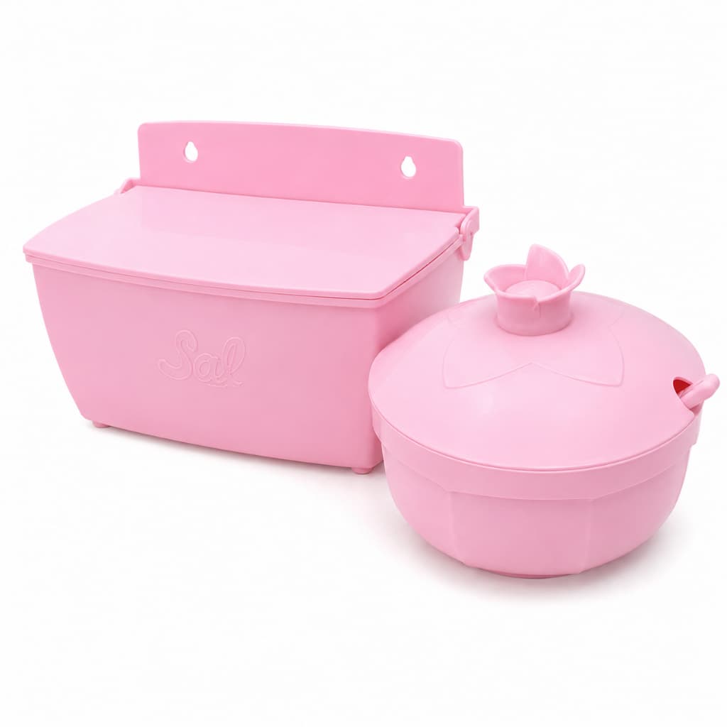 Kit Saleiro mais Açucareiro jogo todo em Rosa Bebe