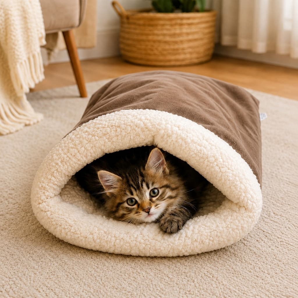 Caminha Toca Para Gatos 50x45 Velboa Sherpa Quente Macia Confortável Lavável