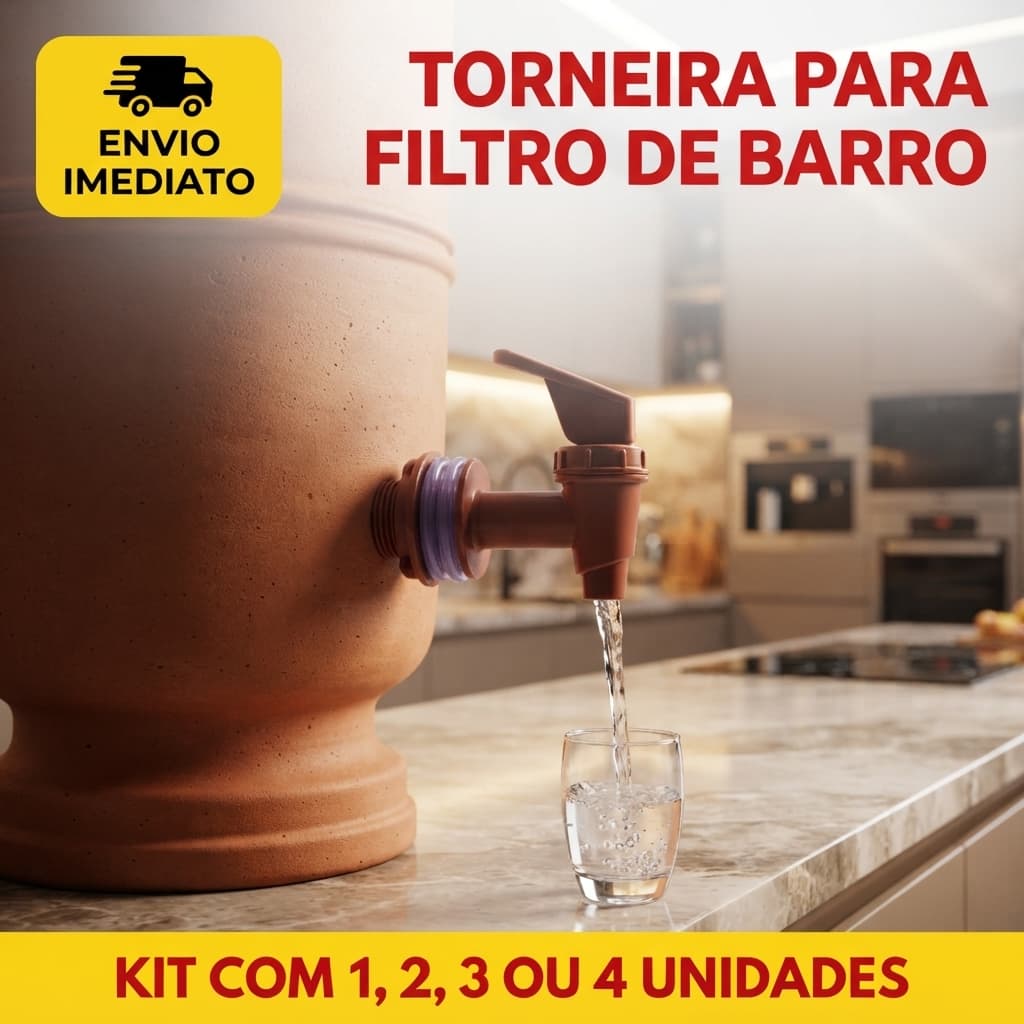Torneira Marrom Filtro de Barro Bebedouro Mineral Galão Purificador Clique Universal Plástico Água.