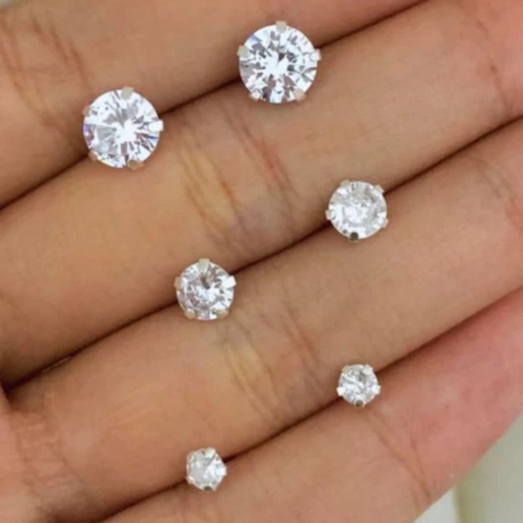 Brinco Ponto de Luz Brilho Eterno Aço Inox Zircônia Unissex