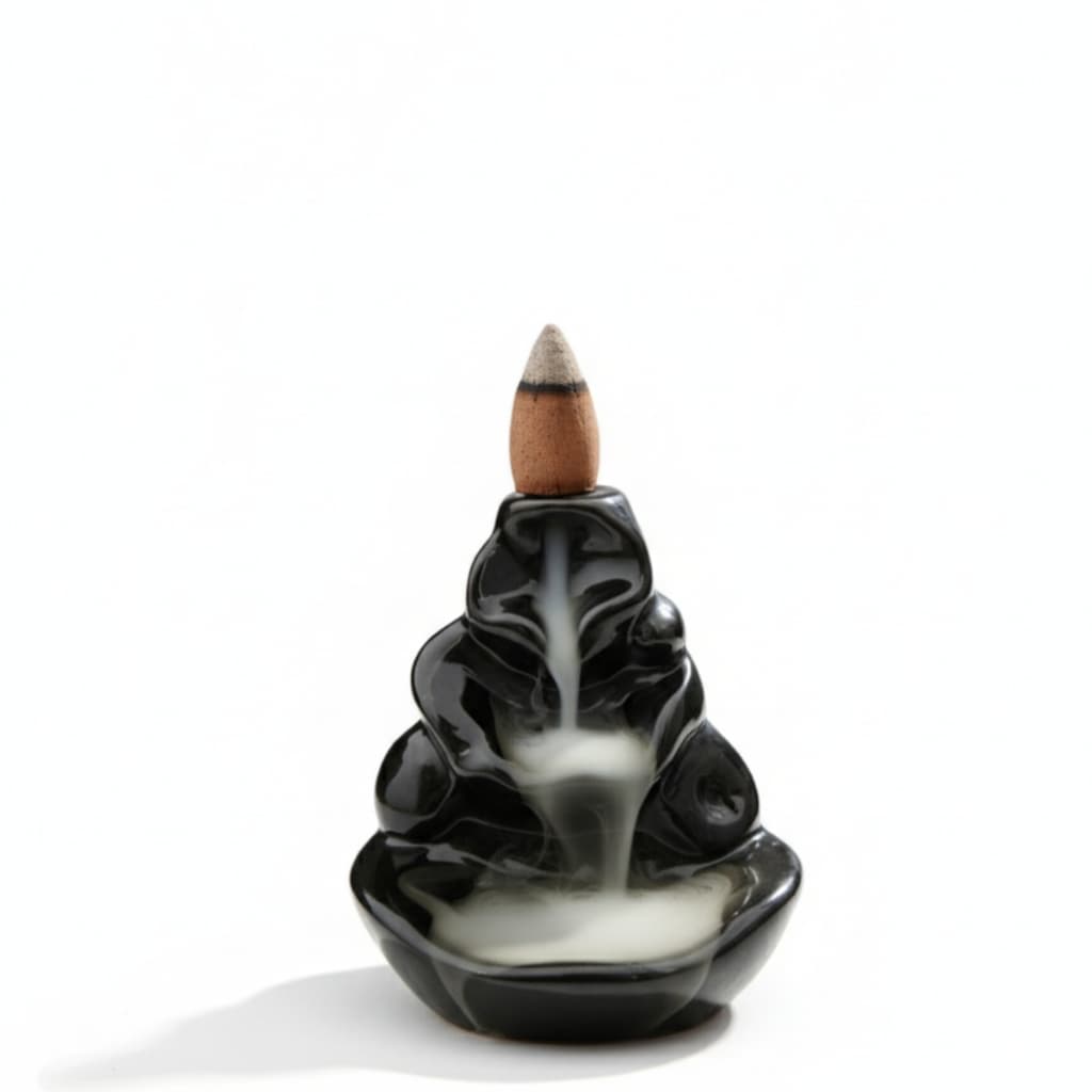 Incensário Cone Cascata Fumaça Invertida 8cm Resina de Qualidade Visual e Relaxamento