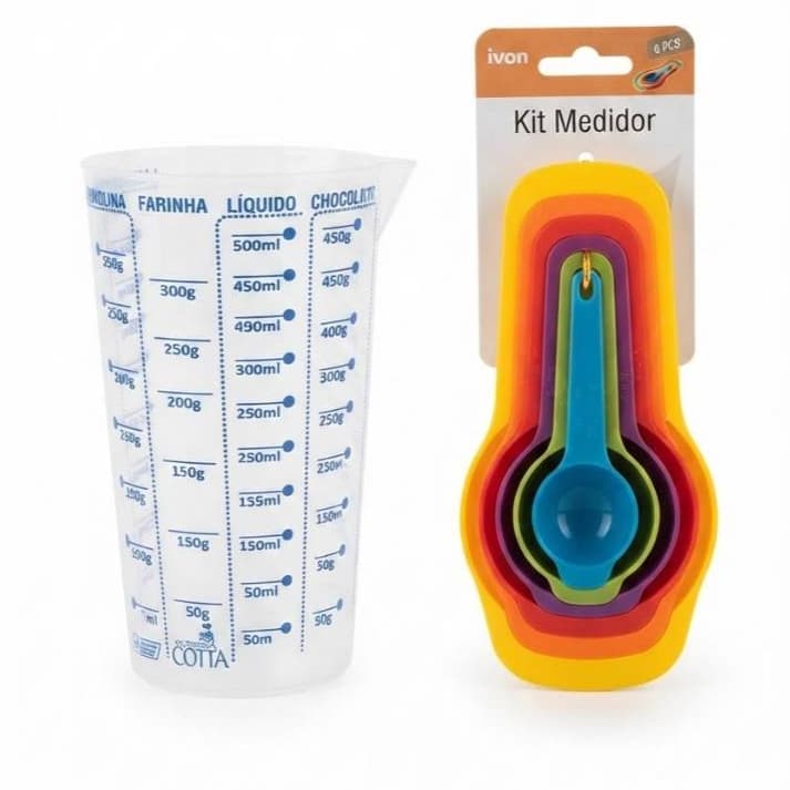 COLHERES MEDIDORAS PARA COZINHA+ COPO MEDIDOR 500 ML