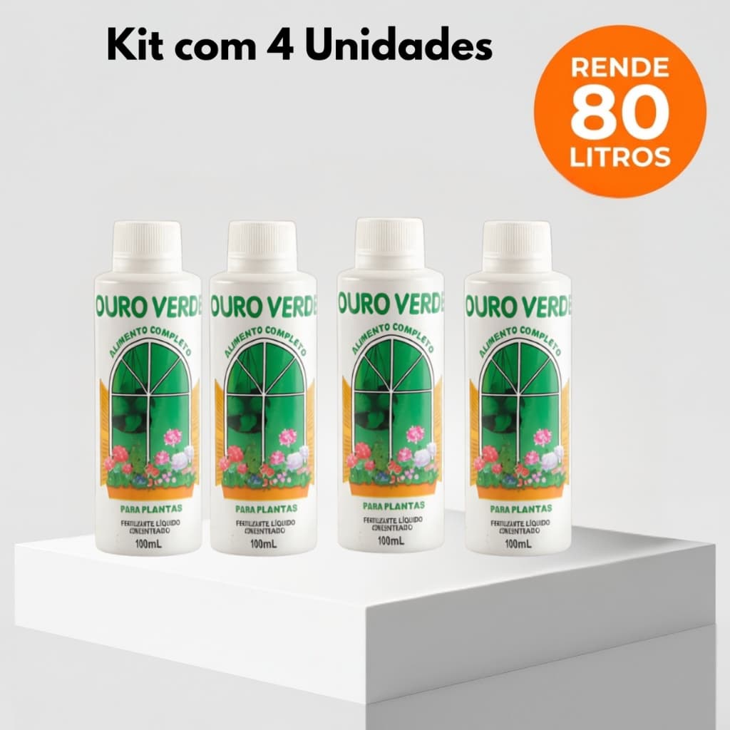 Fertilizante Líquido Concentrado Ouro Verde 100ml Adubo Para Plantas e Flores Kit C/4 unidades