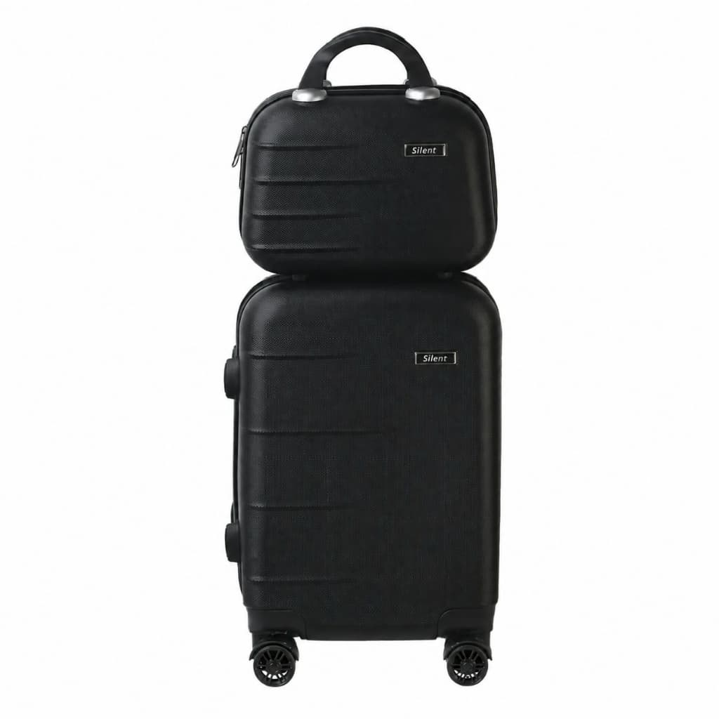 Kit Mala de Bordo com Frasqueira Mala suporta 10kg ABS Rígido Rodinhas 360 Bagagem de Mão Avião PRETO