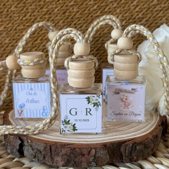 Aromatizador Vidro Cheirinho para carro lembrancinha personalizado casamento nascimento batizado chá de bebê