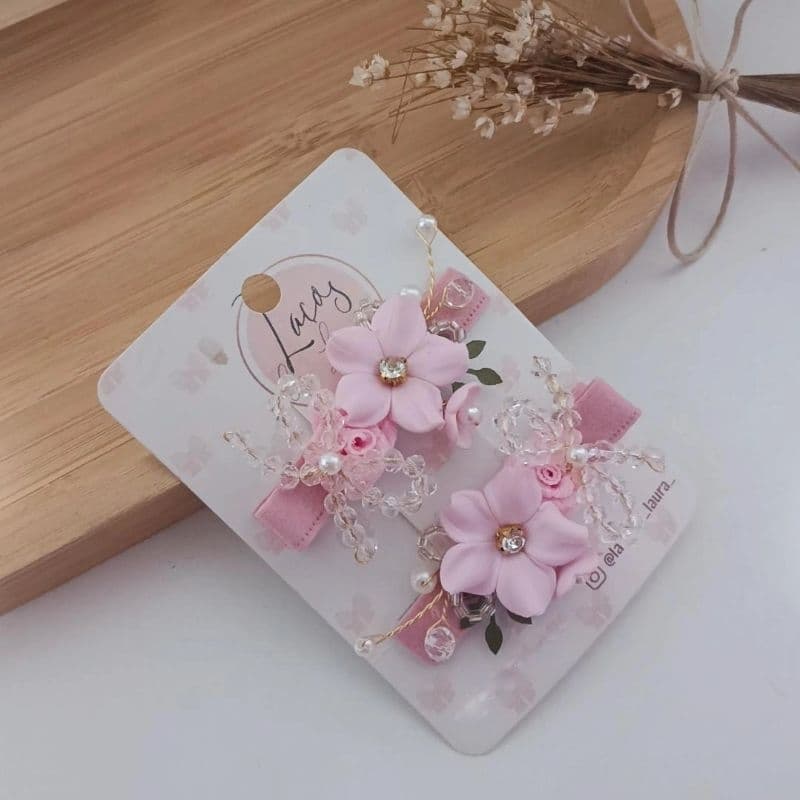 Hair Clip Luxo Jardim Encantado | Presilha Infantil para Bebê | Presilha de Cabelo Delicada | Laço para bebê