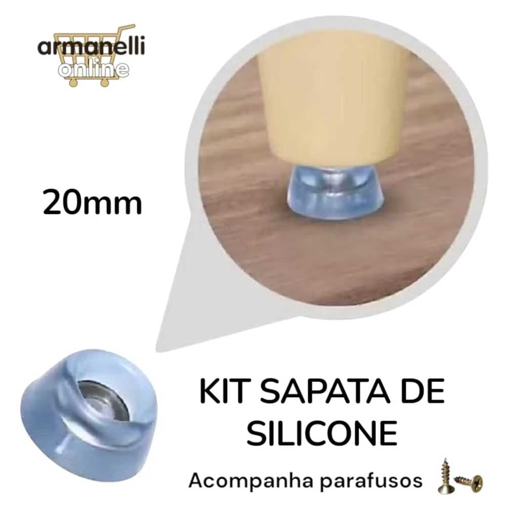 Kit c/ 10 ou 20 Sapata De Silicone 20mm Com Arruela De Reforço Móveis Com Prarafusos