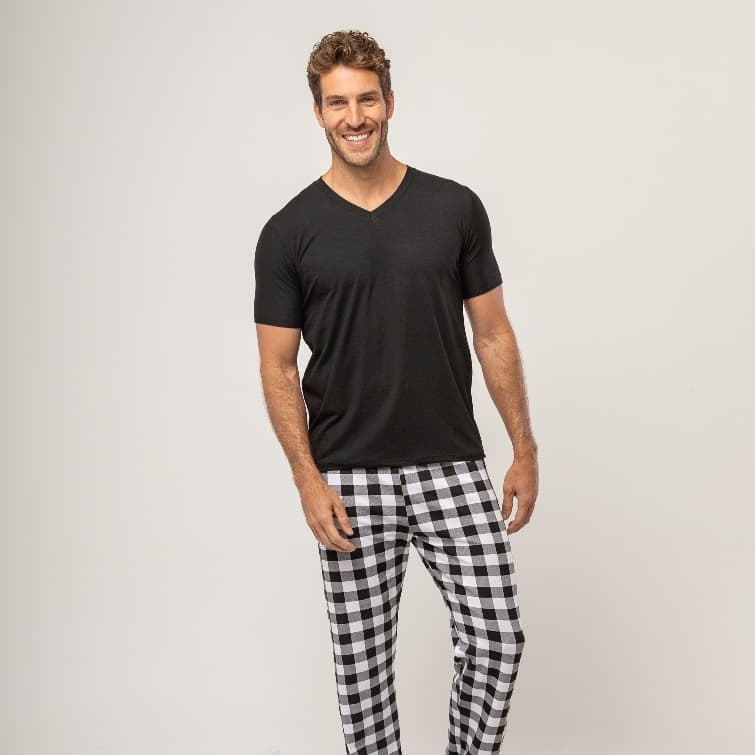 Pijama Masculino Xadrez Calça e Camiseta Confortável Presente Smara Modas do M ao GG