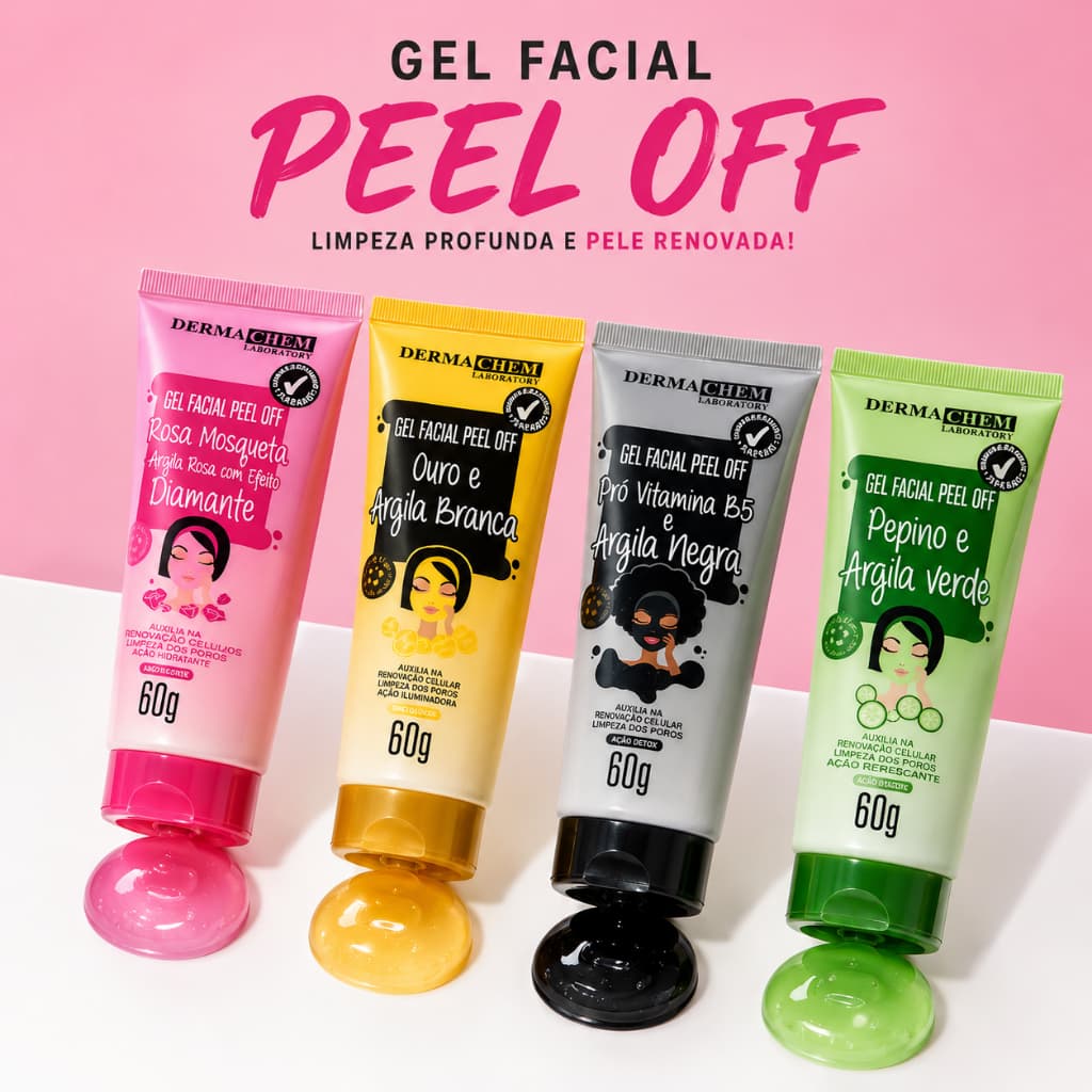 Gel Facial Peel Off Dermachem Máscara Facial Removível Limpeza Facial Cuidados com a Pele Rotina de Skincare Autocuidado
