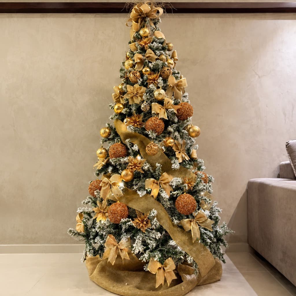Árvore De Natal Nevada Cheia Média Grande Metal Luxuosa