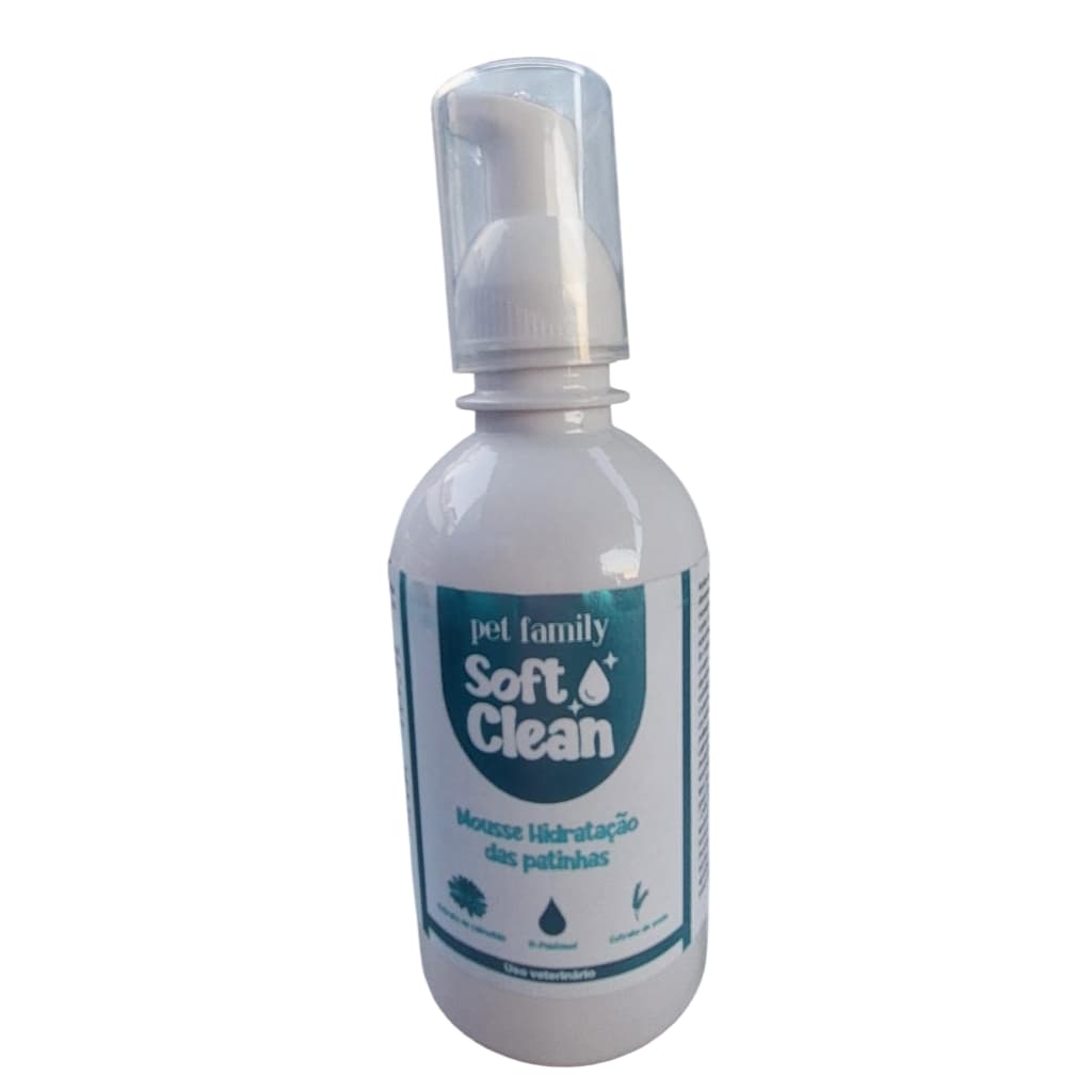 Mousse Soft Clean Hidratação das Patinhas Pet Family Frasco 250ml Cães e Gatos Banho e Tosa