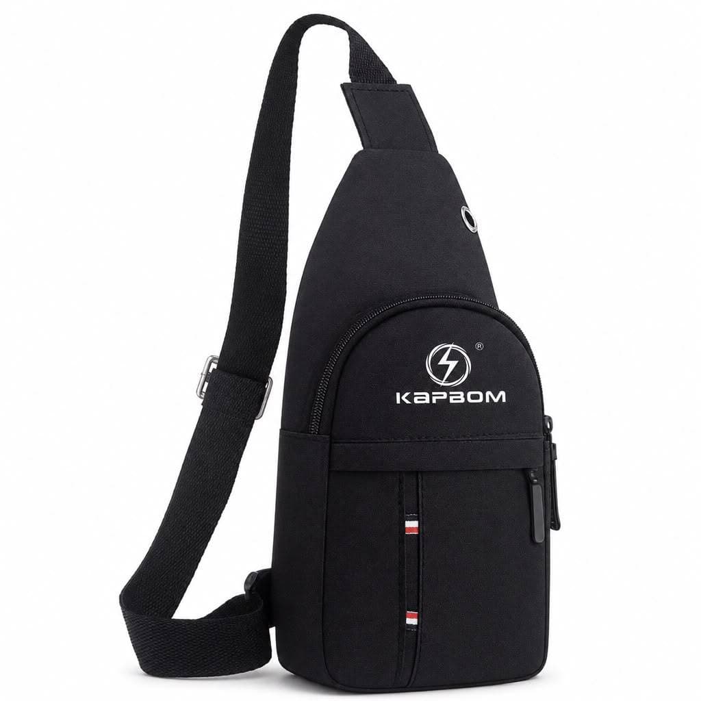 Bolsa Mochila Transversal De Peito Ombro Unissex Preta Impermeável Prática Bolsa Tiracolo