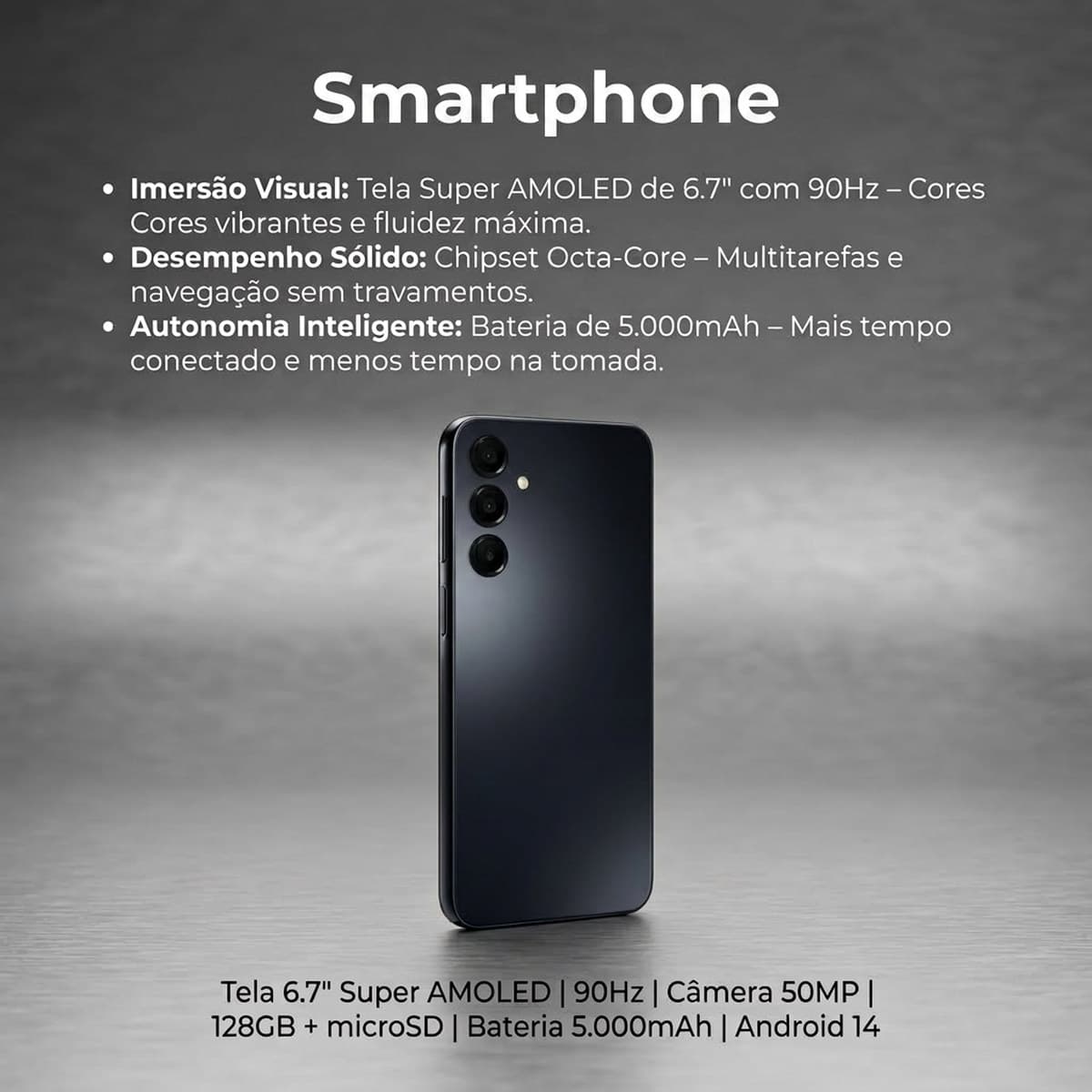 Smartphone Samsung A16 4GB RAM 128GB celular Android com tela ampla desempenho fluido armazenamento