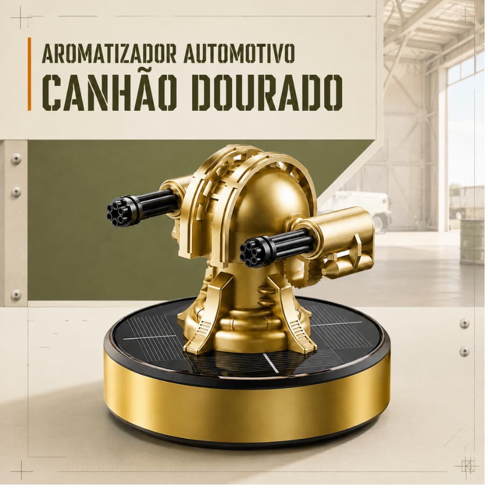 Aromatizador Automotivo Canhão Giratório Decorativo para Painel de Carro Difusor com Energia Solar