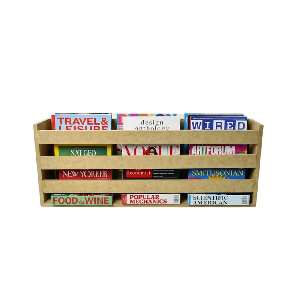 PORTA REVISTAS JORNAIS TOALHAS EM MDF CRU MEDIDA DE 40X20X10CM MEDIO