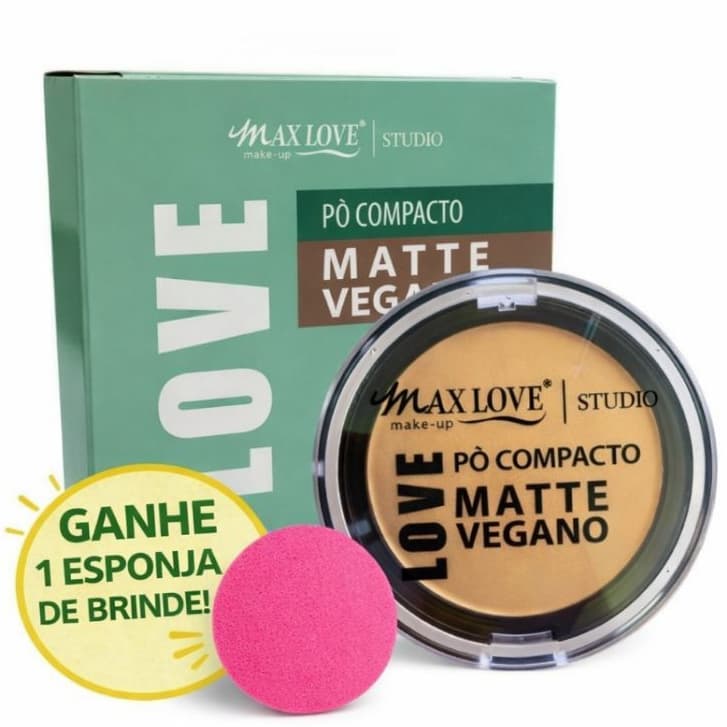 Kit Pó compacto Matte  Vegano Max Love + Esponjinha