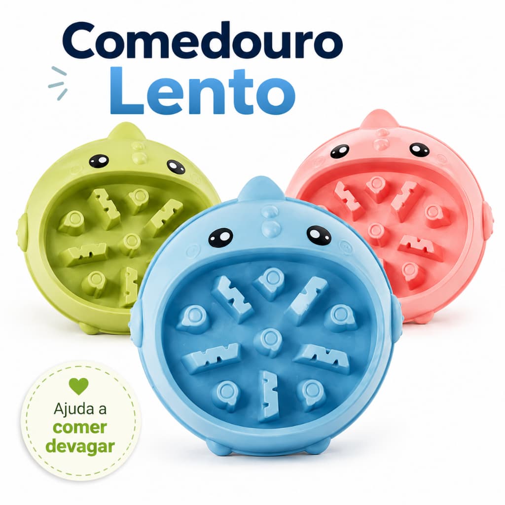 Comedouro Lento para Cães e Gatos Antigula Interativo Alimentação Devagar Cores Sortidas