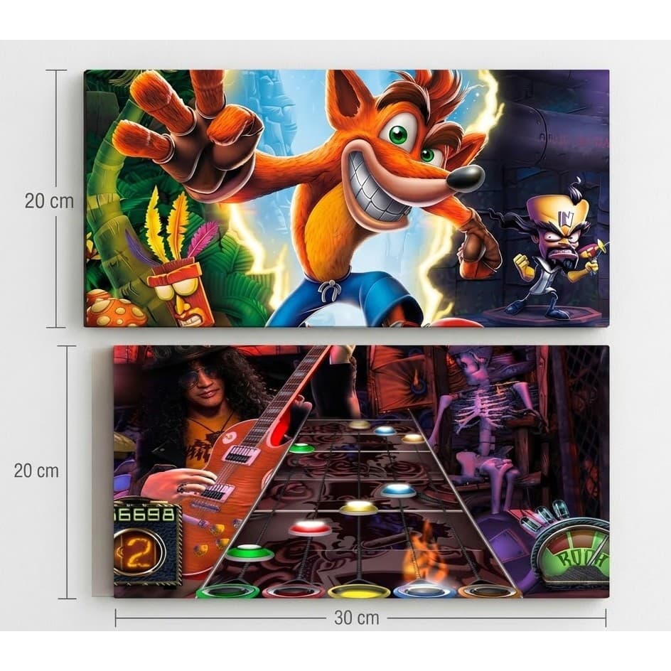 Kit Quadro Gamer HD Premium - Crash Bandicoot Guitar Hero Need for Speed Clássicos PS1 PS2