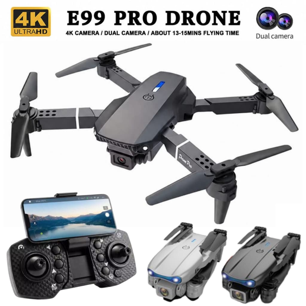 Drone E99 Profissionals Câmera Dupla 4k Full HD 2.4GHz Wifi 2 Baterias