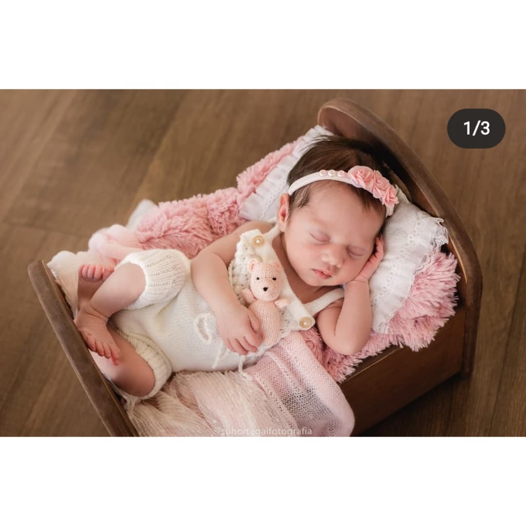 Jardineira curta tricô newborn| Roupa para Ensaio Fotográfico Bebê | Unissex | Prop Newborn