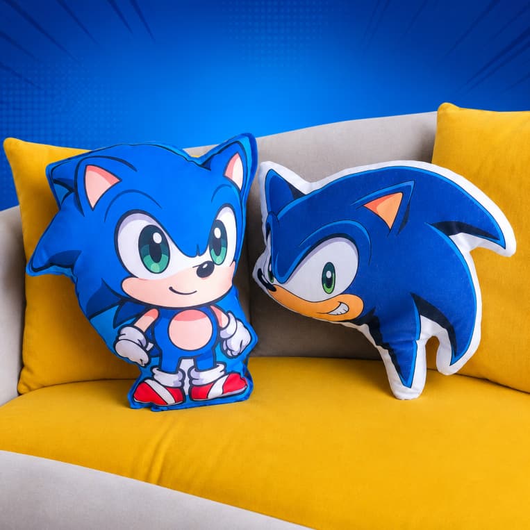Almofada Sonic 3D com contorno frente e verso 40 cm | Presente Dia das criaças * Ziper + Enchimento incluso