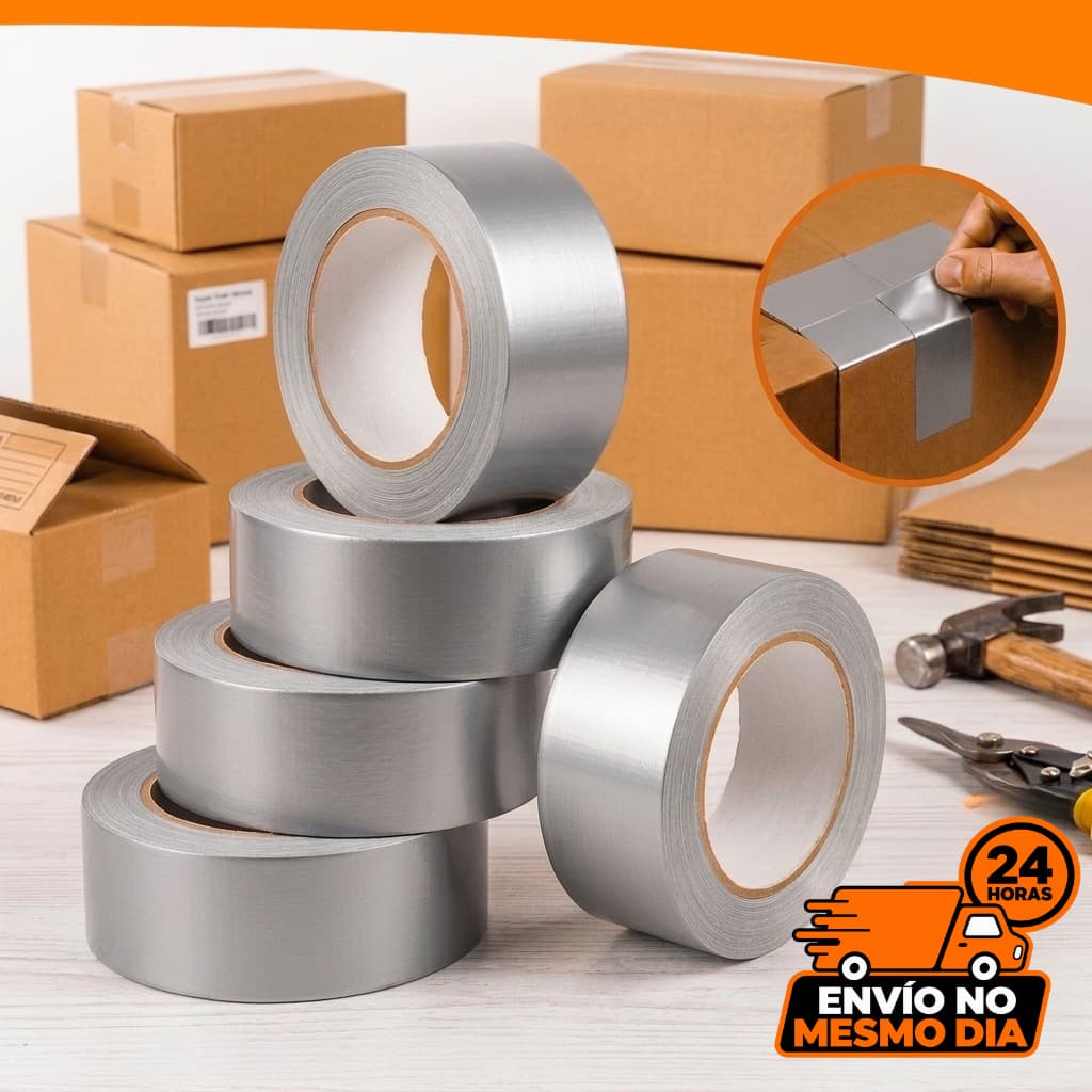 Fita Silver Tape 50 Metros X 45mm Multiuso Rolo Resistente Á Prova D'agua Cinza Cola Extra Forte