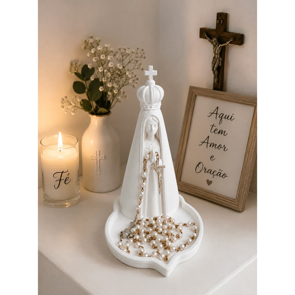 Porta Terço Nossa Senhora Decorativa Em 3d Suporte Para Terço Cantinho Religioso Presente Religioso