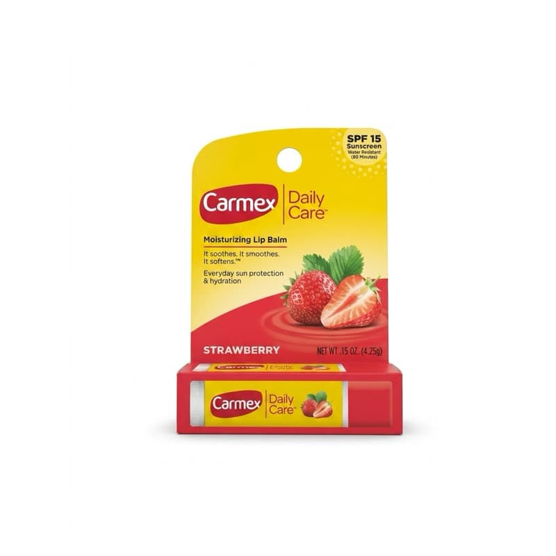 Protetor Labial Carmex Daily Care Morango FPS 15 Hidratante Balm Original EUA Bastão 4.25g Boca Ressecad
