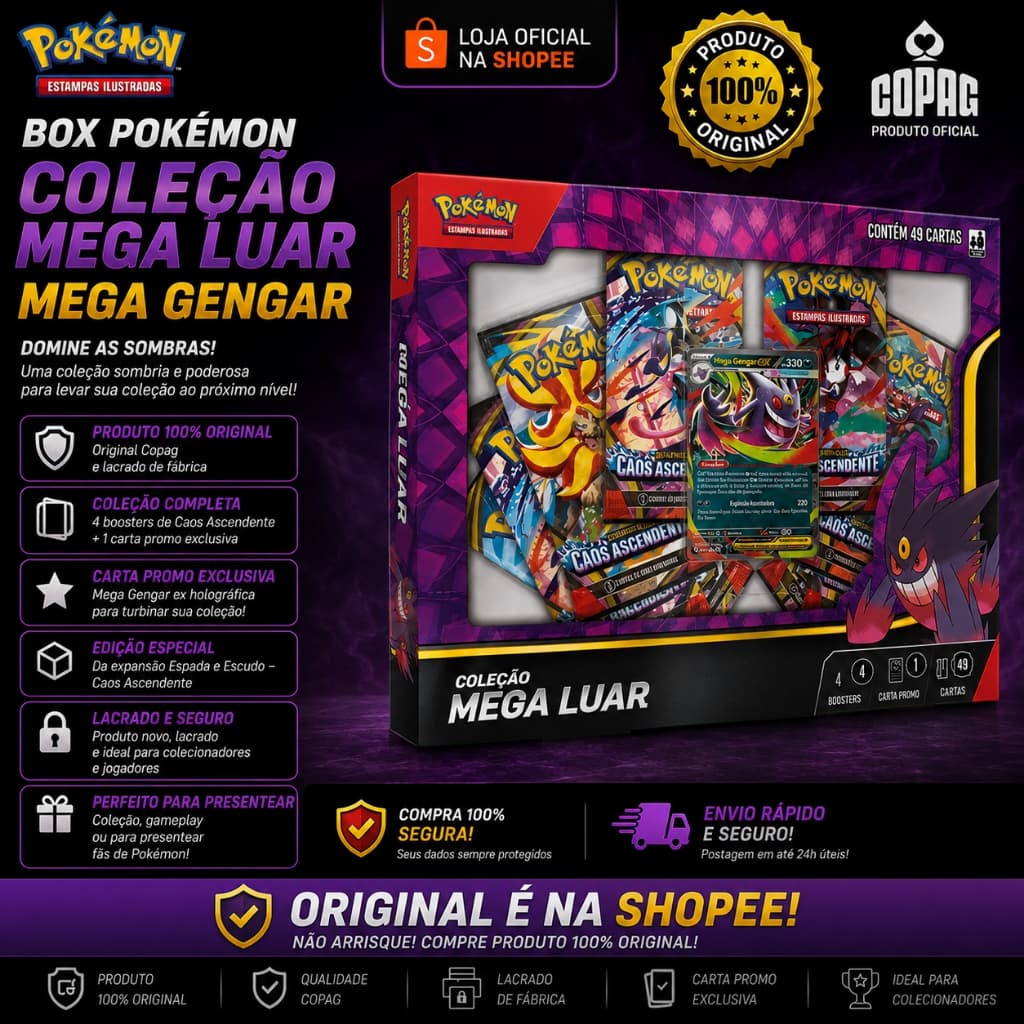 Box Pokémon Coleção Mega Luar Mega Gengar