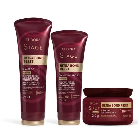 Combo Siàge Ultra Bond Reset: Shampoo 250ml + Condicionador 200ml + Máscara Capilar 250g (LANÇAMETO)