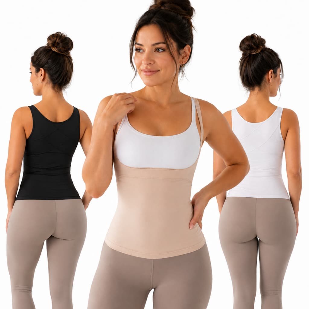 Cinta Modeladora Feminina Camiseta Regata Alta Compressão Pós Cirúrgica Abdominal Postural Fitness