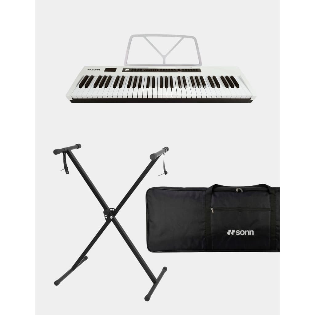 Teclado musical SONN + Capa + Suporte ajustável teclado 61 Teclas 300 Timbres e ritmos função sustain  kit completo