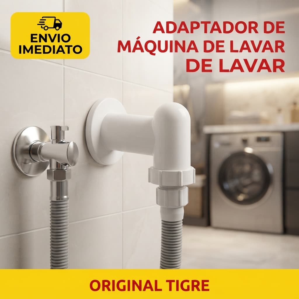 Adaptador Máquina Lavar Roupa Tigre 40mm Anti Mau Cheiro Branco Saída de Água Espigão Universal