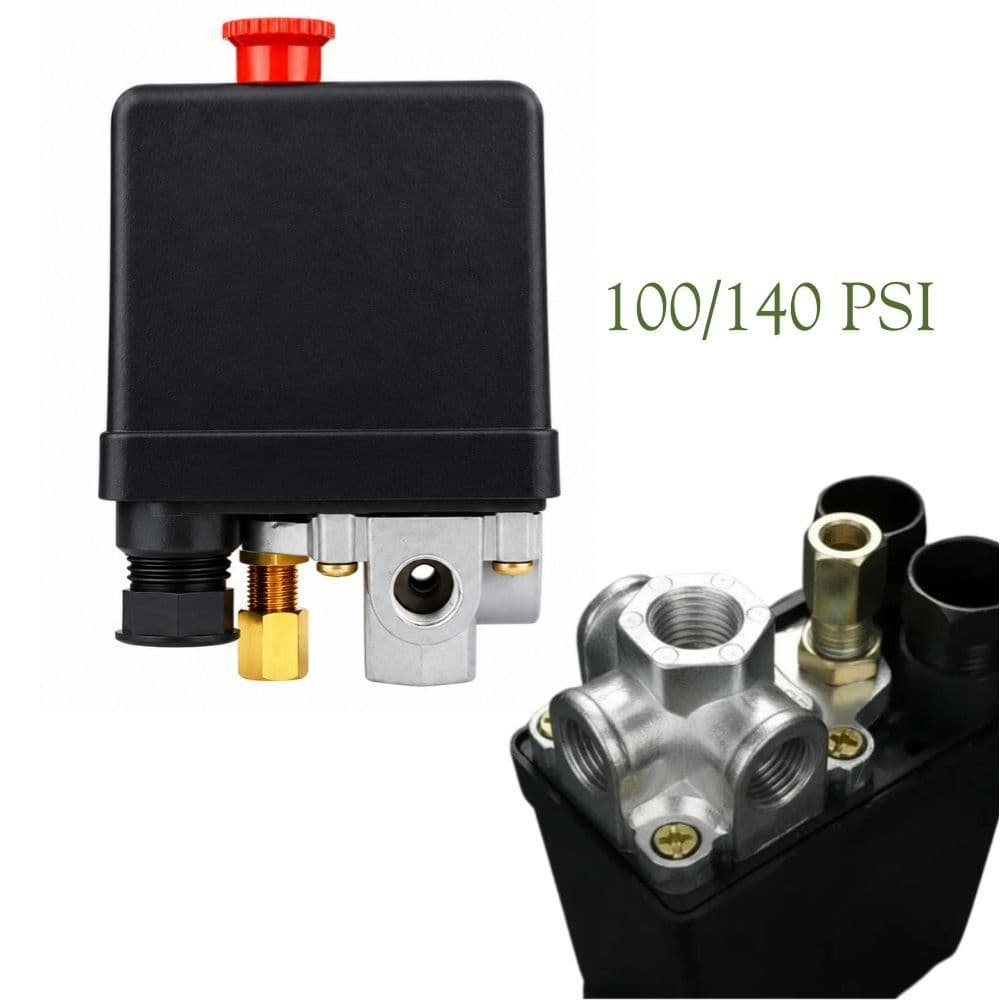 Pressostato Compressor Automático Botão 100 - 140 psi 4 vias Média Pressão
