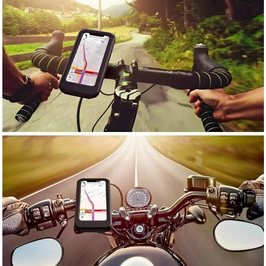 Suporte Veicular para Moto e Bike Impermeável USB para Celular até 6.3"