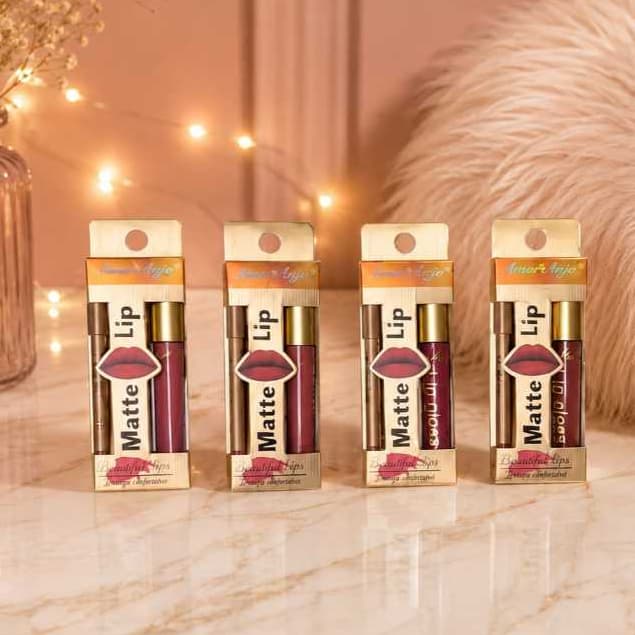 Kit Lápis e Batom Lip Matte Amor Anjo Longa Duração 4 opções de cores