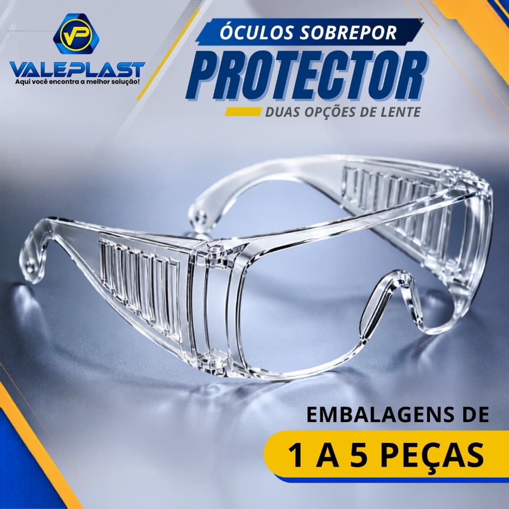Óculos de Segunça Proteção EPI para Sobrepor Óculos de Grau  I CA 40186 Incolor ou Fumê PROTECTOR
