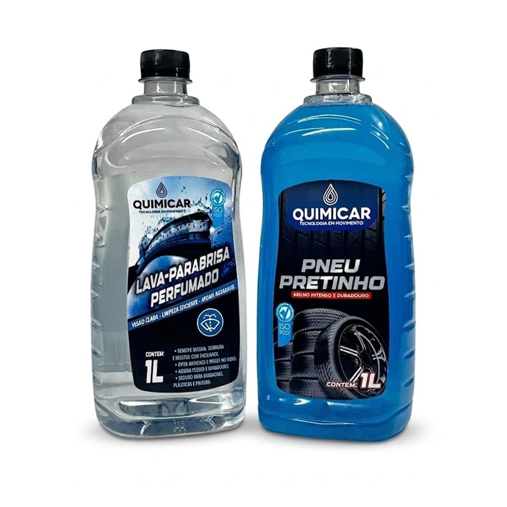 Kit Quimicar Lava Parabrisa 1l + Pretinho Pneu 1l