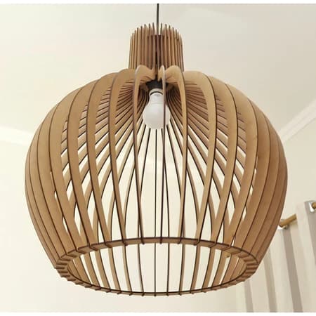 luminaria de Teto Lustre Grande de Sala de Madeira Mdf decoração cor Cru