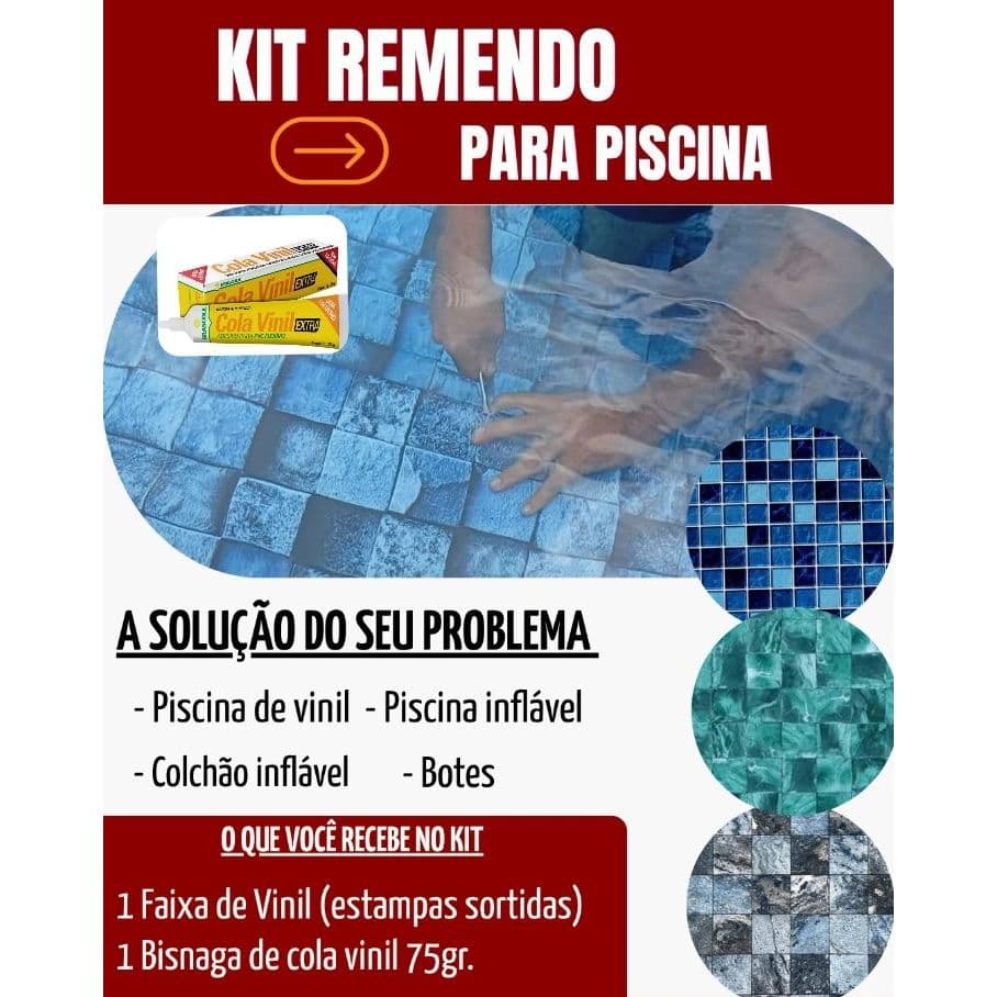 Cola Remendo Reparo Para Infláveis Colchão Botes Piscina Kit com Vinil 0,10cm x 0,35cm