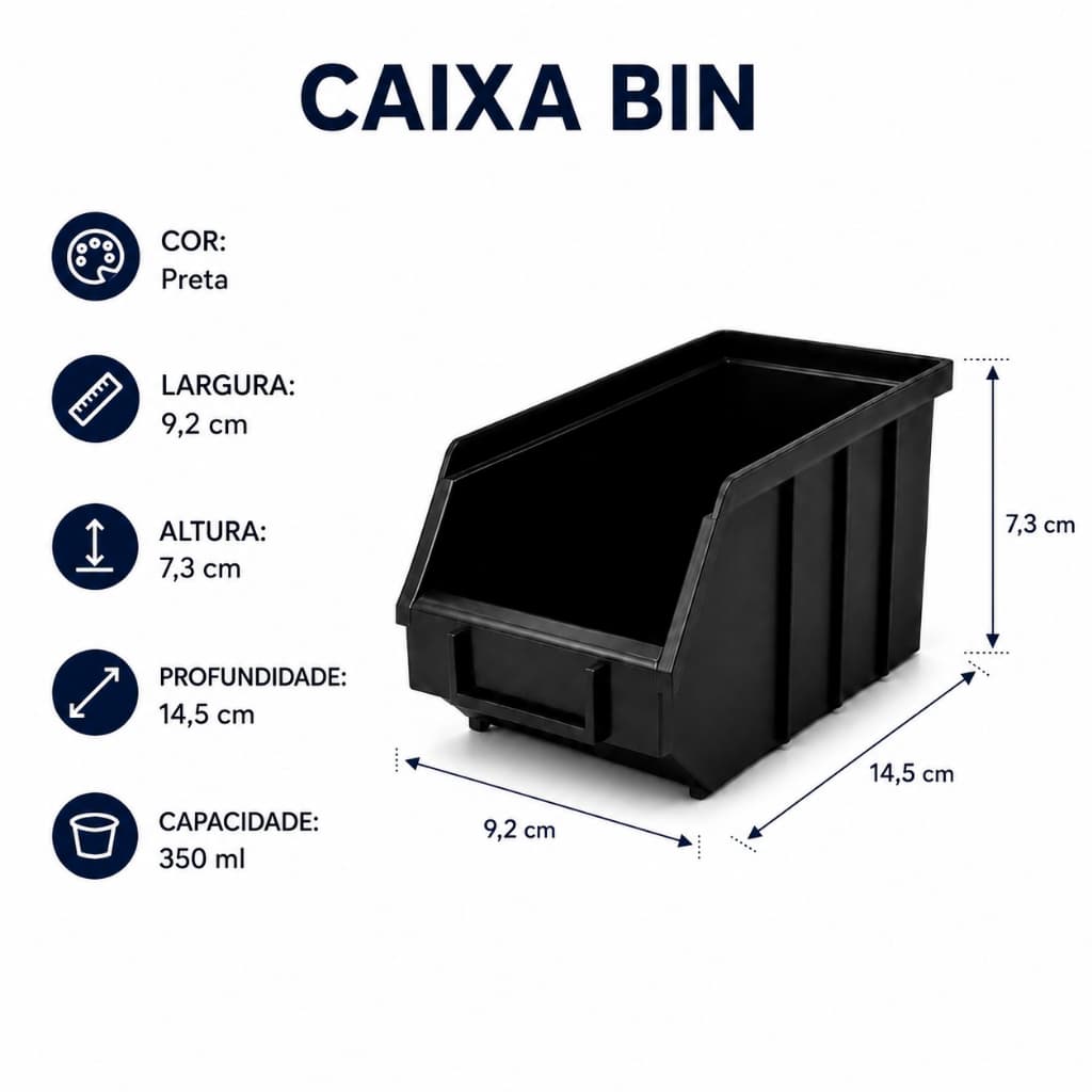 Kit 20 Unidades Caixas Bin N3 Organizadoras Bin Estoque Ferramentas Parafusos Gaveteiro Plástica (1 KIT POR PEDIDO)
