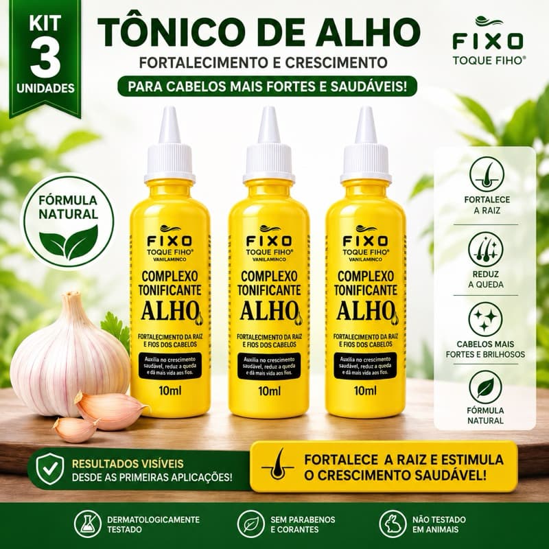 Tônico Capilar de Alho 100ml — Fortalecimento, Estímulo ao Crescimento, Anti-Queda e Controle da Caspa