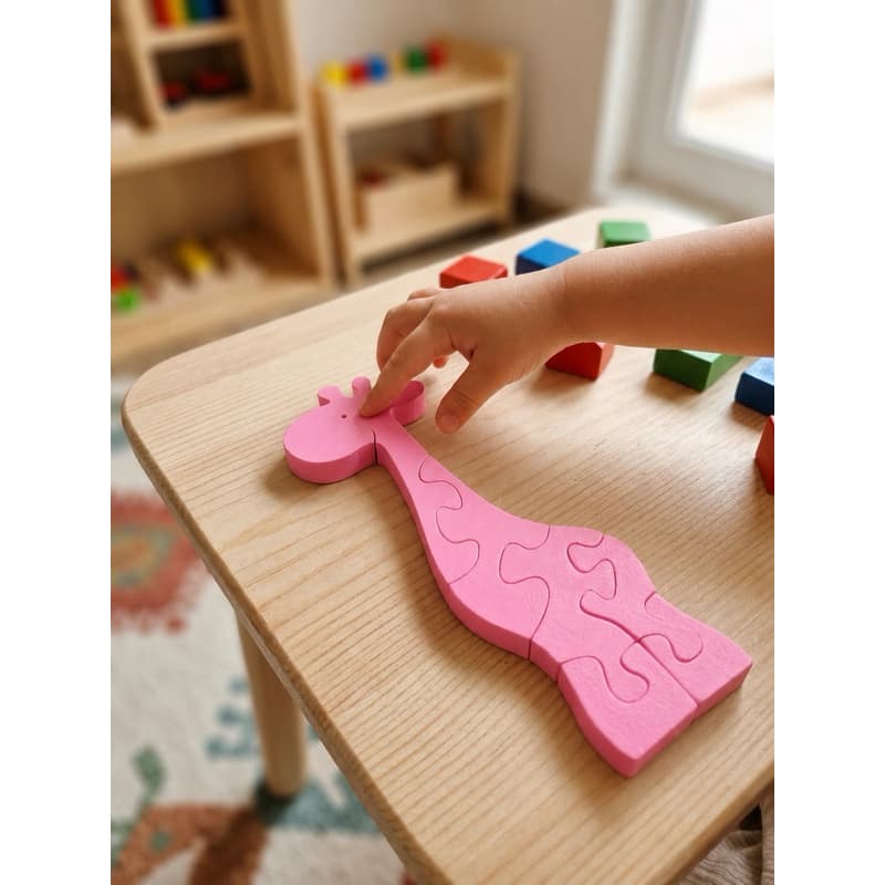 Quebra Cabeça Girafa 3D Infantil Brinquedo Educativo Montessori de Encaixe Pedagógico