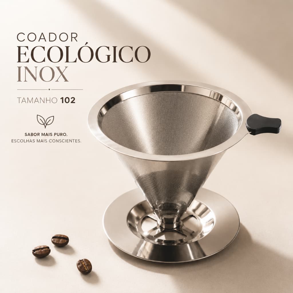 1 ou 2 Coadores De Café Inox Reutilizável 102 Com Cabo De Silicone