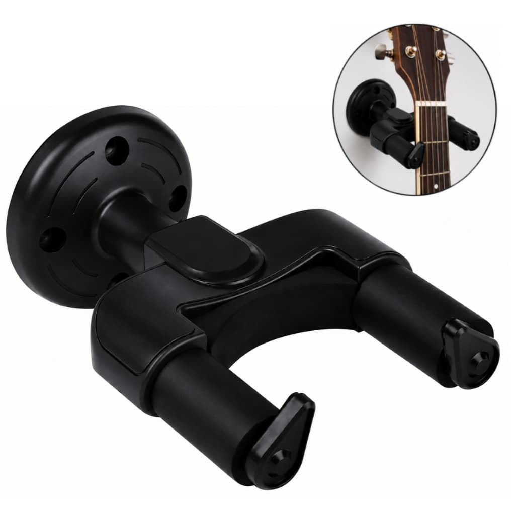 Suporte de Parede Para Violão Guitarra Ukelele e Baixo com Trava Emborrachada Preto